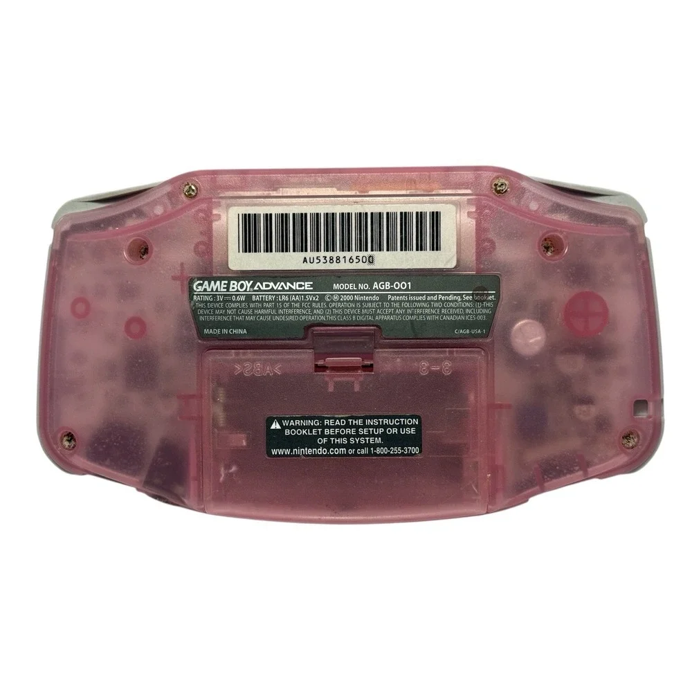 Nintendo Game Boy Advance AGB-001 Clear Pink Handheld System Tested Working